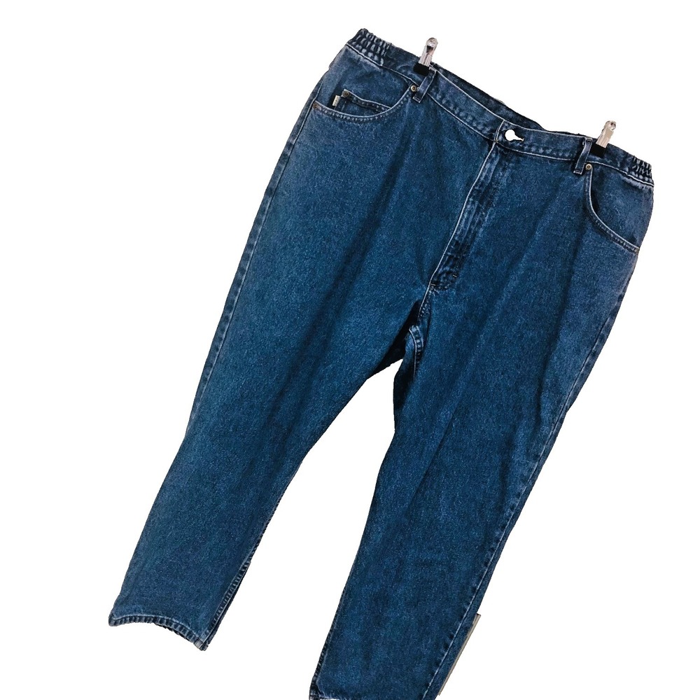 L L Bean Jeans Mens 44 x 29 Double‎ L Med Wash Work Wear Cotton Straight Leg